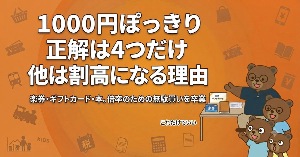 楽天買い回りの1000円ぽっきり、正解は4つだけ｜他が割高になる理由