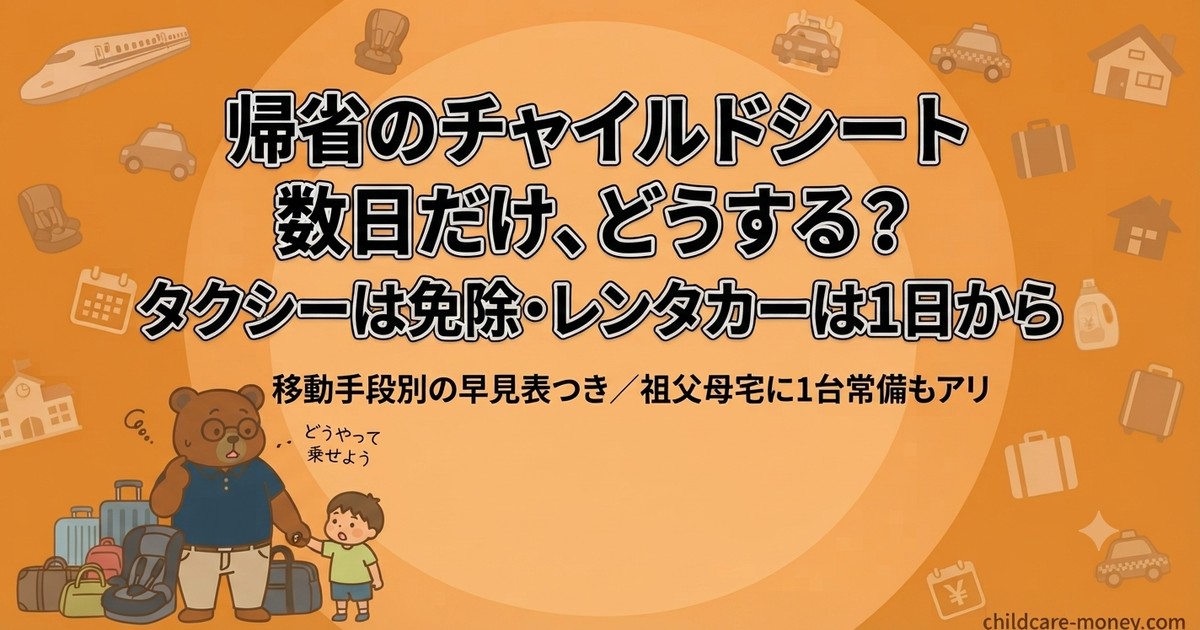 帰省でチャイルドシートどうする？タクシー免除・レンタカーは1日から